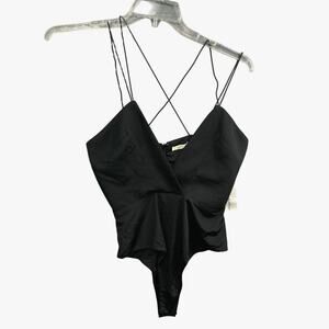 San Joy new sleeveless bodysuit SMALL black criss cross straps snap bottom